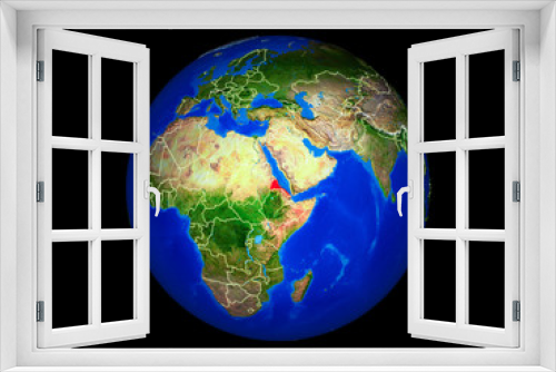 Fototapeta Naklejka Na Ścianę Okno 3D - Eritrea on planet planet Earth with country borders. Extremely detailed planet surface.