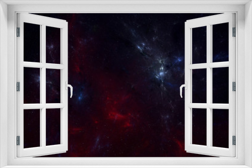 Fototapeta Naklejka Na Ścianę Okno 3D - Abstract sci-fi space background with nebula and mysterious light. Star field with galaxies and colorful blue and red nebula