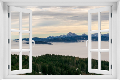Fototapeta Naklejka Na Ścianę Okno 3D - Blick vom Aussichtsturm Lichtenberg bei Attersee in Oberösterreich