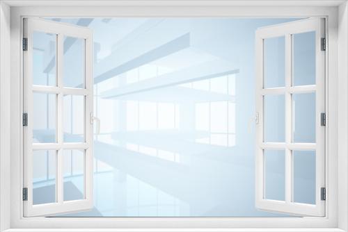 Fototapeta Naklejka Na Ścianę Okno 3D - Abstract white interior highlights future. Architectural background. 3D illustration and rendering