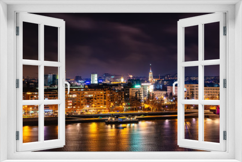 Fototapeta Naklejka Na Ścianę Okno 3D - Novi Sad, Serbia - January 01, 2019: Panorama of Novi Sad and Danube river at night