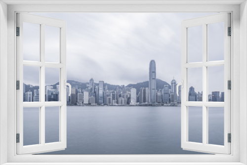 Fototapeta Naklejka Na Ścianę Okno 3D - Modern business center with white color in Hong Kong 