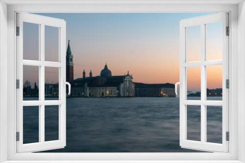 Night view of bacino San Marco and San Giorgio Maggiore church in Venice, Italy