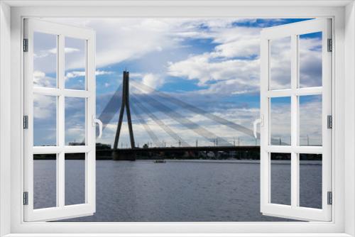 Fototapeta Naklejka Na Ścianę Okno 3D - Daugava River and Vansu Bridge (Vansu tilts). Riga, Latvia