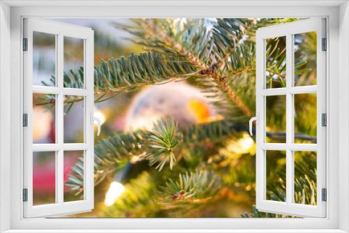 Fototapeta Naklejka Na Ścianę Okno 3D - Christmas Tree Branch Background Texture