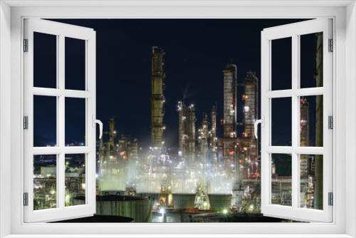 Fototapeta Naklejka Na Ścianę Okno 3D - petrochemical plant at night