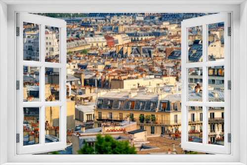 Fototapeta Naklejka Na Ścianę Okno 3D - Parisian roofs