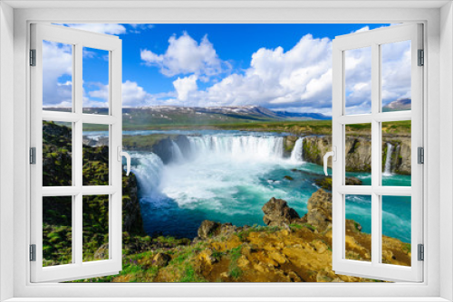 Fototapeta Naklejka Na Ścianę Okno 3D - View of the Godafoss waterfall