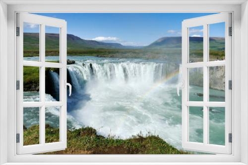 Fototapeta Naklejka Na Ścianę Okno 3D - Godafoss waterfall on a glorious sunny day with rainbow, Iceland