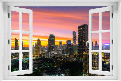 Fototapeta Naklejka Na Ścianę Okno 3D - Bangkok Skyscraper Cityscape at Twilight Time, Thailand.