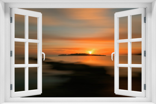 Fototapeta Naklejka Na Ścianę Okno 3D - Background of a nice sunrise in Ibiza with effect
