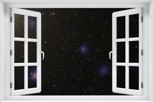 Fototapeta Naklejka Na Ścianę Okno 3D - Dark interstellar space. 2d illustration. Stars in a deep space. Blue cold nebula. Dark night sky
