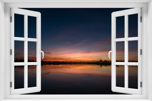 Fototapeta Naklejka Na Ścianę Okno 3D - Sunset at the lake landscape