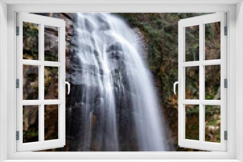 Fototapeta Naklejka Na Ścianę Okno 3D - Black waterfall and nature