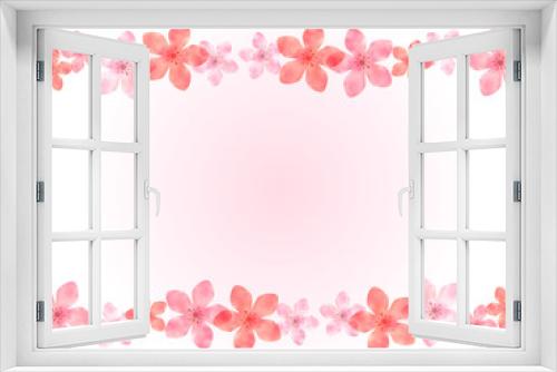 Fototapeta Naklejka Na Ścianę Okno 3D - 桃の花の背景イラスト