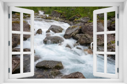 Fototapeta Naklejka Na Ścianę Okno 3D - Norwegische Landschaft mit Wasserfall