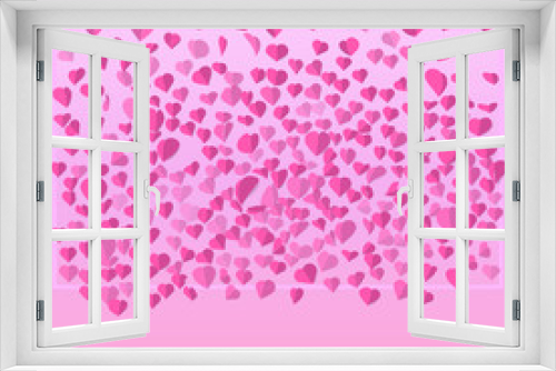 paper cut hearts strewn with a set on a pink background for Valentine s Day
