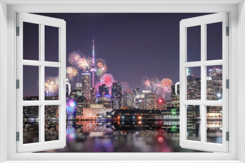 Fototapeta Naklejka Na Ścianę Okno 3D - Toronto city new year night 2019
