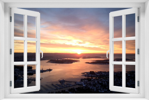 Fototapeta Naklejka Na Ścianę Okno 3D - Aerial sunset view over Oslo fjord in Norway