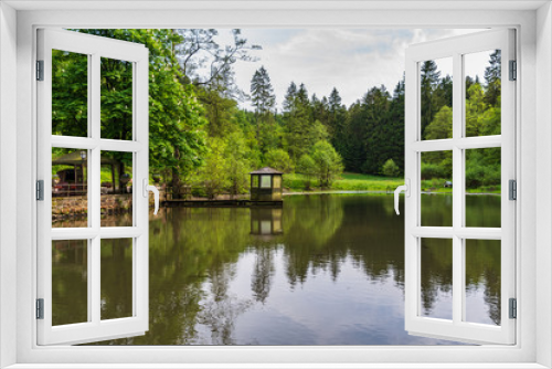 Fototapeta Naklejka Na Ścianę Okno 3D - Pond  in Teutoburg Forest nearby Silbermuele, Germany
