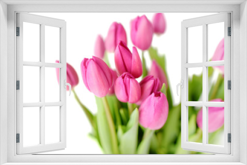 Fototapeta Naklejka Na Ścianę Okno 3D - Fresh Pink tulips. A bouquet of spring flowers