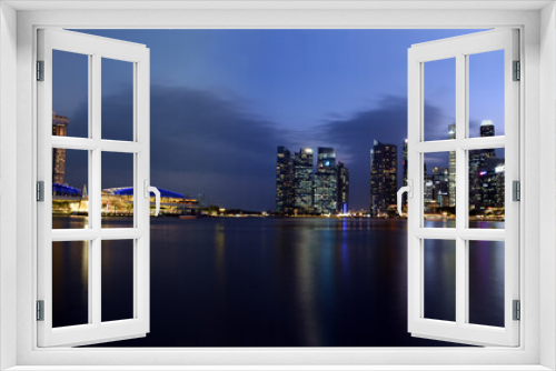 Fototapeta Naklejka Na Ścianę Okno 3D - Singapore panorama skyline view to the Marina Bay and business district while sunset 