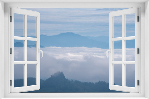 Fototapeta Naklejka Na Ścianę Okno 3D - Mountain fog sky clouds landscape