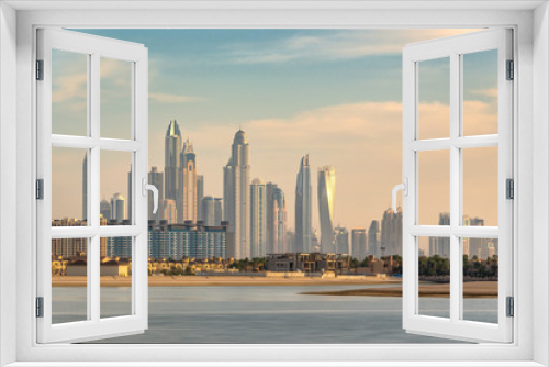 Fototapeta Naklejka Na Ścianę Okno 3D - Dubai marina skyline at sunset, United Arab Emirates