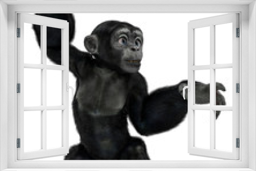Fototapeta Naklejka Na Ścianę Okno 3D - baby chimpanzee cartoon in a white background