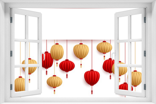 Fototapeta Naklejka Na Ścianę Okno 3D - Chinese lanterns New Year card template.