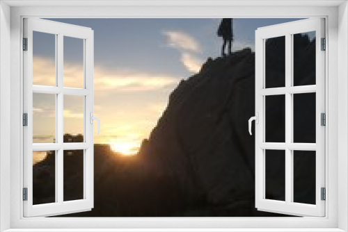 Fototapeta Naklejka Na Ścianę Okno 3D - Klettern bei Sonnenuntergang