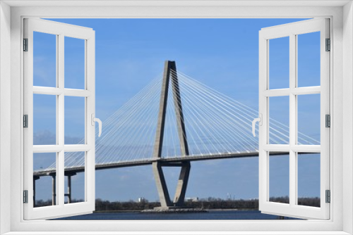 Fototapeta Naklejka Na Ścianę Okno 3D - Perspective view of the Arthur Ravenel Jr. Bridge in Charleston South Carolina