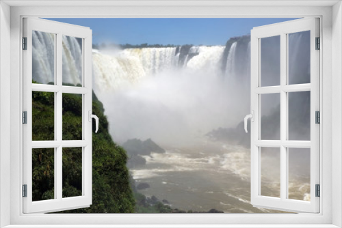 Fototapeta Naklejka Na Ścianę Okno 3D - View of a section of the Iguazu Falls, from the Brazil side