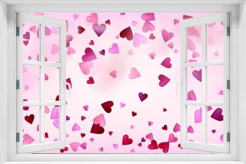 Flying Hearts Vector Confetti. Valentines Day Romantic Pattern. Modern Gift, Birthday Card, Poster Background Valentines Day Decoration with Falling Down Hearts Confetti. Beautiful Pink Design