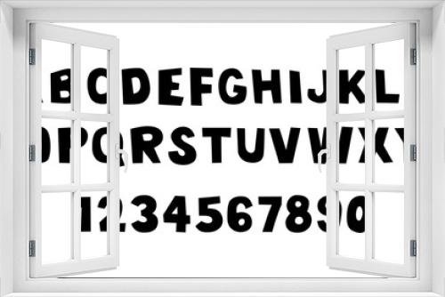 Fototapeta Naklejka Na Ścianę Okno 3D - Black of comical font and alphabet. Isolated on White background