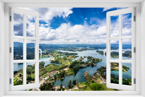 Fototapeta Naklejka Na Ścianę Okno 3D - Amazing view of Guatape lake from Piedra El Penol, Colombia
