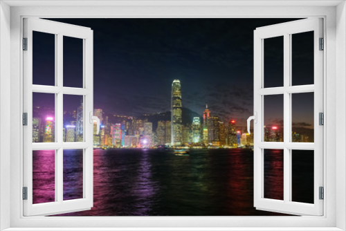Fototapeta Naklejka Na Ścianę Okno 3D - 香港 ビクトリアハーバー 夜景