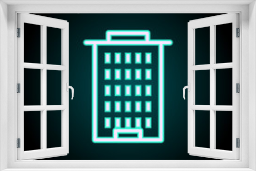 Fototapeta Naklejka Na Ścianę Okno 3D - residential building icon. Elements of Buildings in neon style icons. Simple icon for websites, web design, mobile app, info graphics