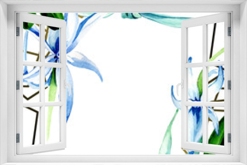 Fototapeta Naklejka Na Ścianę Okno 3D - Blue Rare orchid. Floral botanical flower. Watercolor background illustration set. Frame border ornament square.