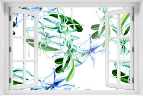 Fototapeta Naklejka Na Ścianę Okno 3D - Blue Rare orchid. Floral botanical flower. Watercolor background illustration set. Seamless background pattern.