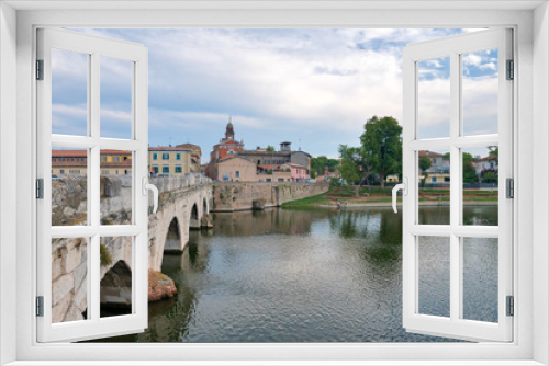 Panoramic view of the Tiberius Bridge (Tiberius Bridge) in Rimini