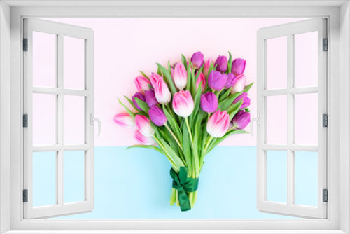 Fototapeta Naklejka Na Ścianę Okno 3D - Pink fresh tulips