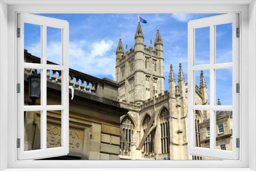 Bath Abbey with Roman Bath detail in the World Heritage City of Bath, UK