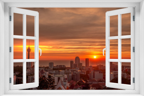 Fototapeta Naklejka Na Ścianę Okno 3D - Breathtaking Sunset View of a Beautiful City, Thailand