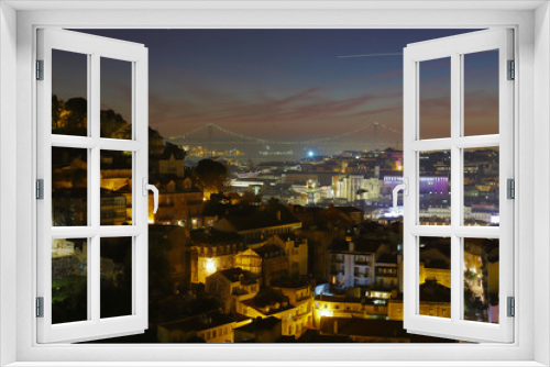 Fototapeta Naklejka Na Ścianę Okno 3D - Lisbon nightview
