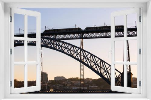 Fototapeta Naklejka Na Ścianę Okno 3D - Silhouette of a Dom Luis I bridge, Porto - Portugal.