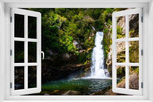 Fototapeta Naklejka Na Ścianę Okno 3D - Beautiful waterfalls in the green nature, Wainui Falls, Abel Tasman, New Zealand.