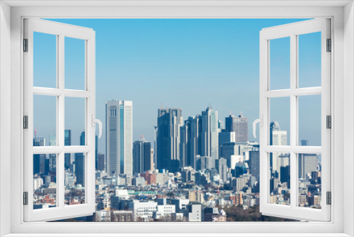 Fototapeta Naklejka Na Ścianę Okno 3D - 東京新宿の高層ビル群と街並み