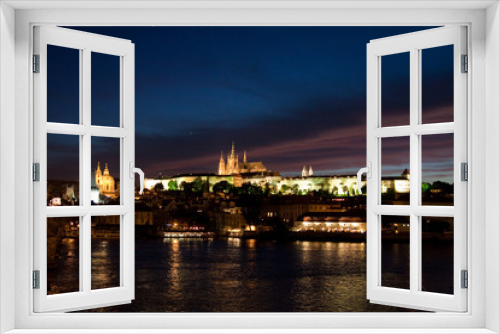 Fototapeta Naklejka Na Ścianę Okno 3D - Praga Nocturno Castillo 2