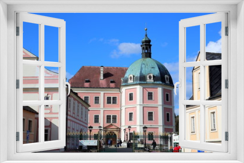 Fototapeta Naklejka Na Ścianę Okno 3D - The castle and the chateau Bečov is a unique collection of historic buildings, the Gothic castle, Renaissance palace and Baroque chateau. There is exhibited a unique relic case - the reliquary of St. 